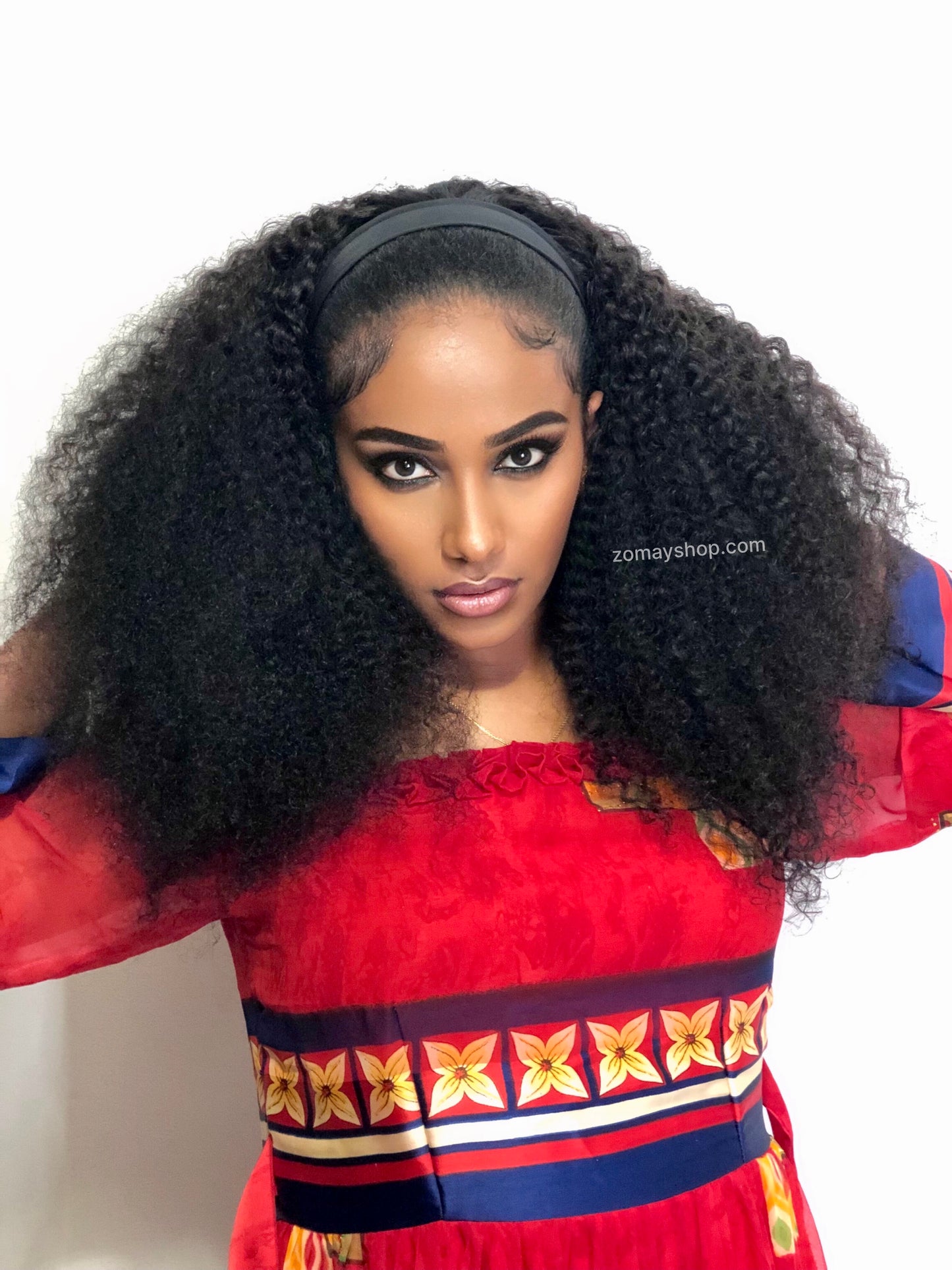 100% Human Hair- Head Band Wig - Curly