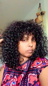 100% Human Hair - Curly Fringe Wig - Black