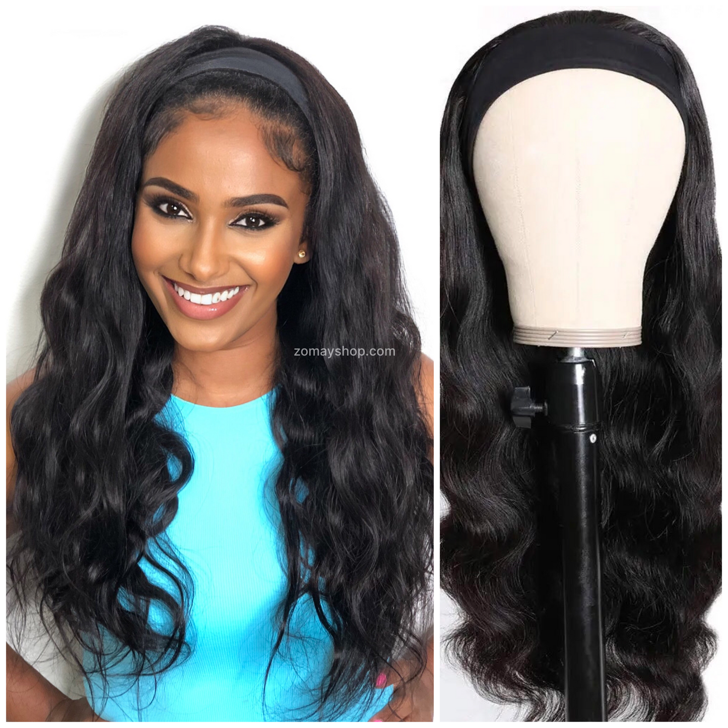 100% Human Hair - Head Band Wig - Body Wave