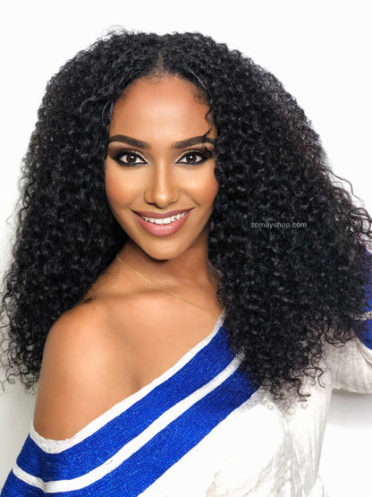 100% Human Hair - U Part Wig - Curly