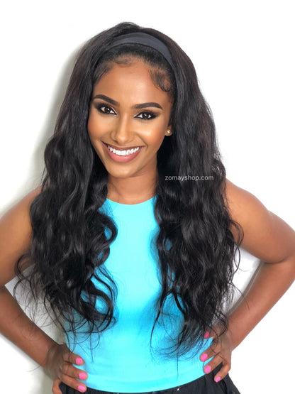 100% Human Hair - Head Band Wig - Body Wave